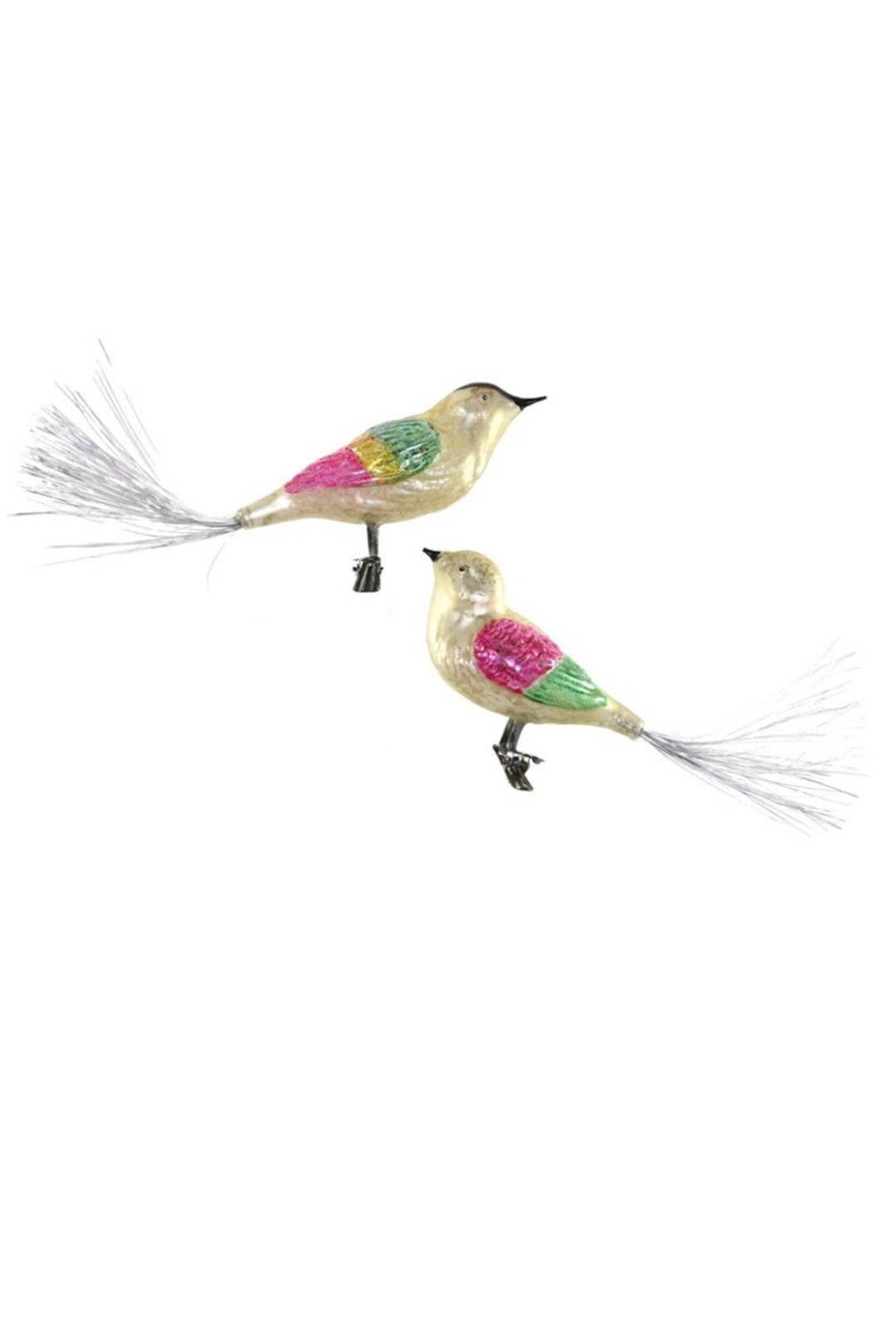 Set of 2 Vintage Style Clip on Bird Christmas Tree Ornaments Etsy