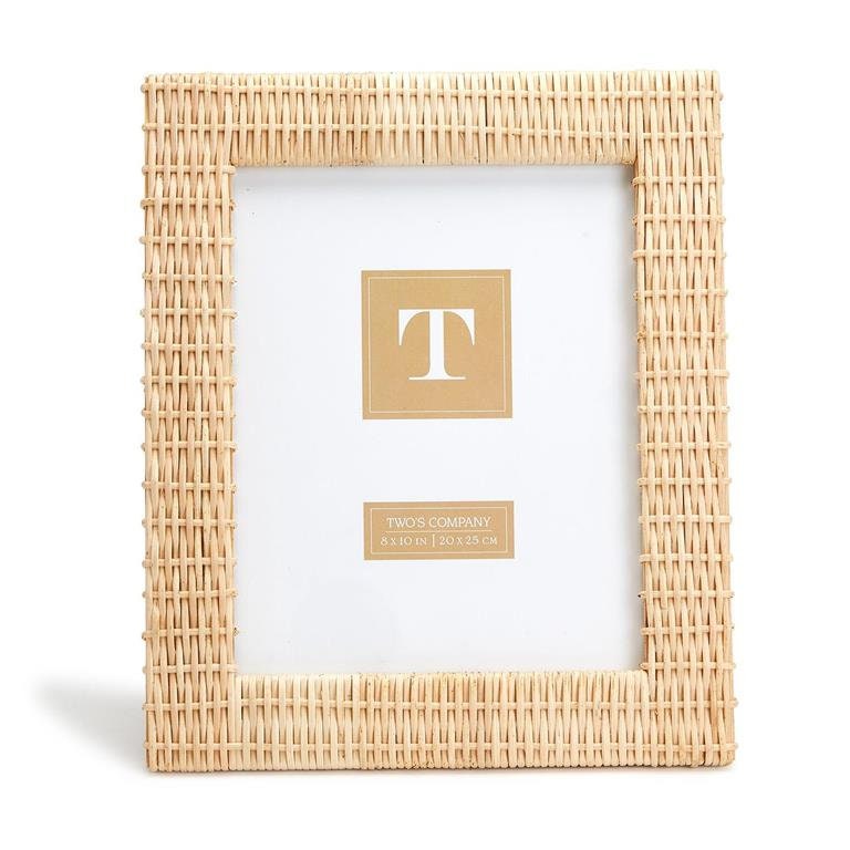 Rattan Picture Frame Set - 2-Piece Boho Picture Frame - Wicker Photo Frames 4x6 and 8x10 - Natural Materials, Strong Construction - Rustic Desk
