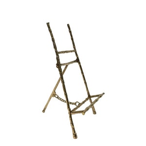 Brass Faux Bamboo Gold Gilt Easel for Tabletop Display of Artwork // Chinoiserie Style