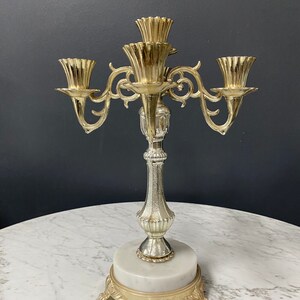 Vintage Italian Marble Base Five Arm Candalabra