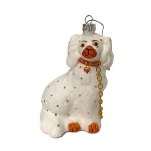 Gold & White Staffordshire Dog Ornament