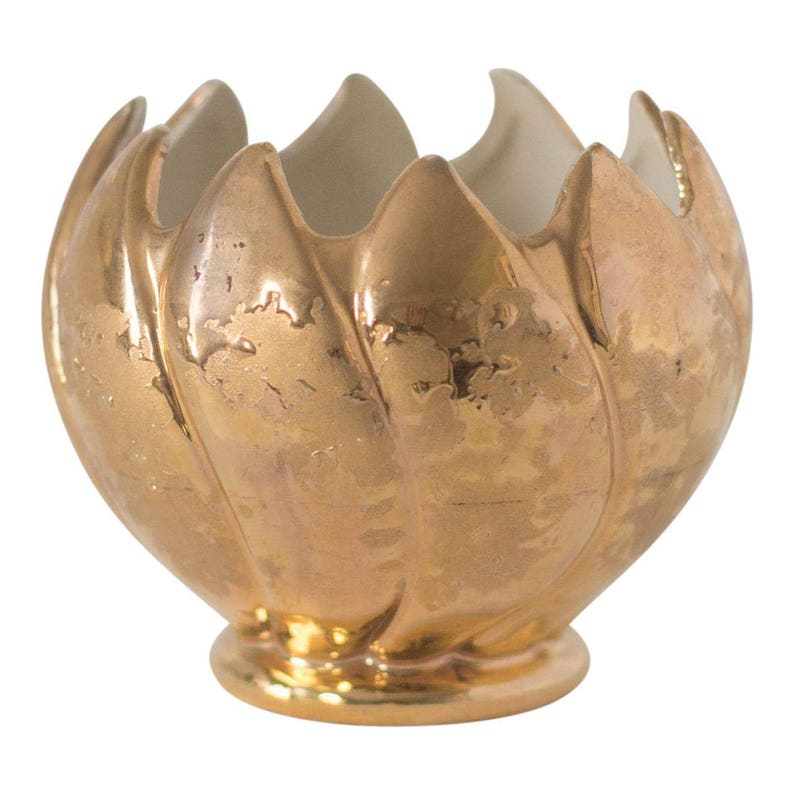 Vintage Weeping Gold Lotus Ceramic Planter