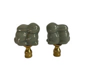 Celadon Porcelain Rabbit Lamp Finials - Pair