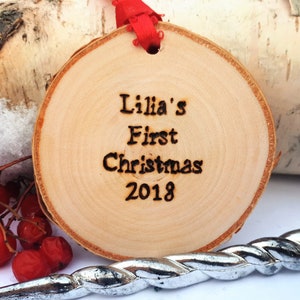 Personalized Wood Burned Baby Ornament Made From Birch image 10