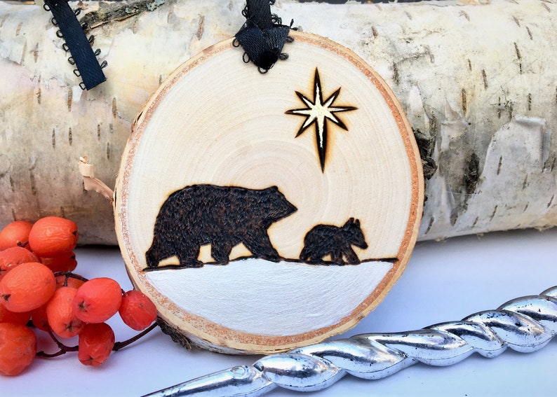 Personalized Wood Burned Baby Ornament Made From Salvaged or Ethically Harvested Birch