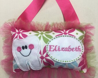 Embroidered personslized Tooth Fairy Pillow with chart