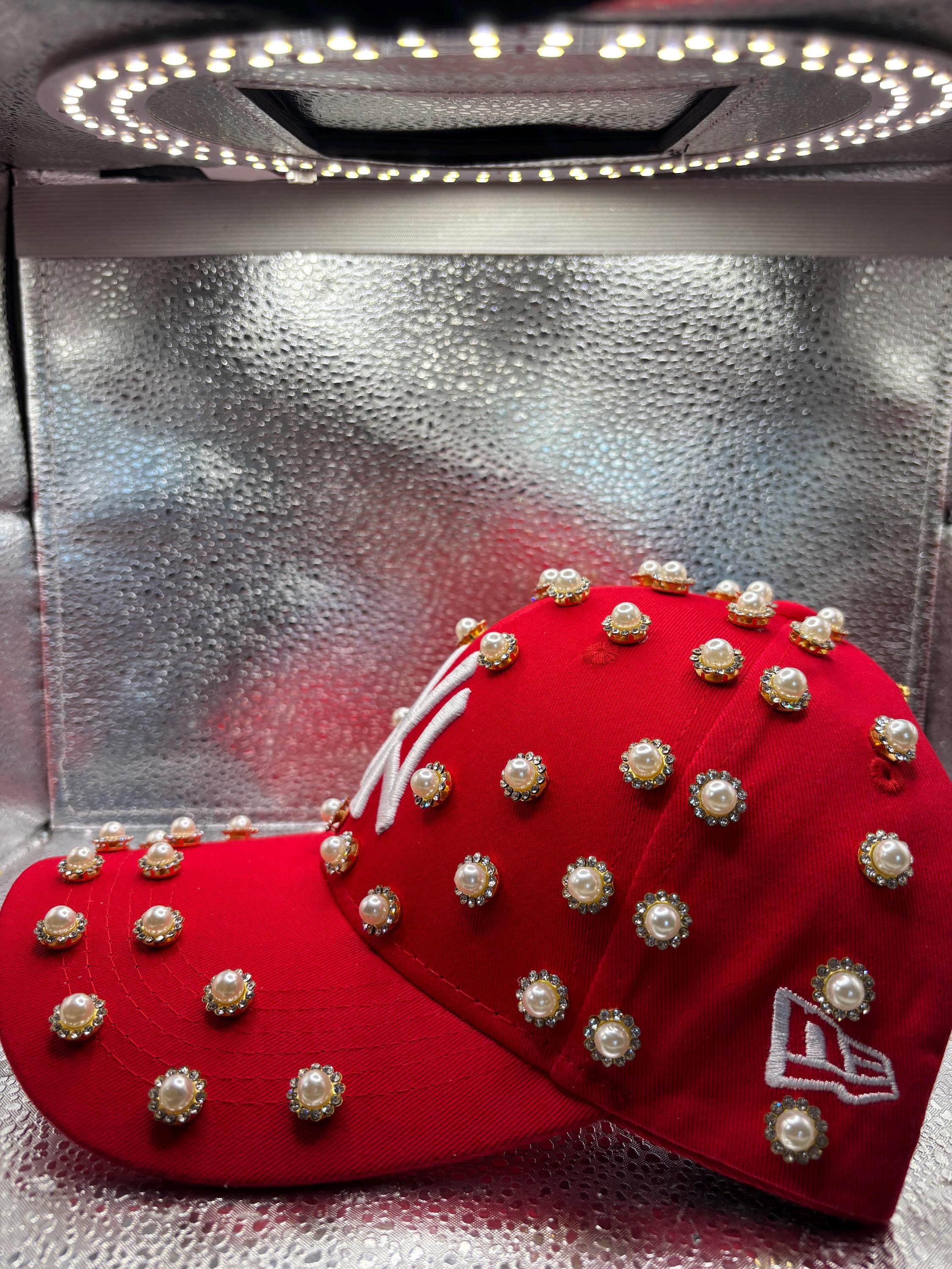 Red NY Embellished Cap Embellished Pro Model NY Yankees – CP Collective main image 2