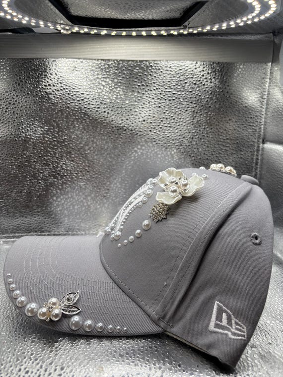 Pearl Flower Gray NY Yankees Hat - Etsy display picture 1
