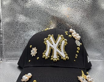 Casquette NY yankees NY or noir Pearl Flower