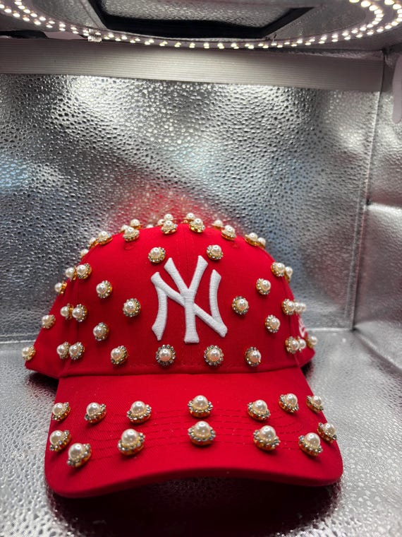 Red NY Embellished Cap Embellished Pro Model NY Yankees – CP Collective main image 4