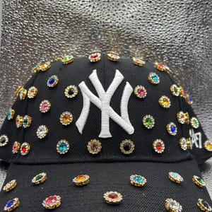 Blinged out Black  NY yankees hat