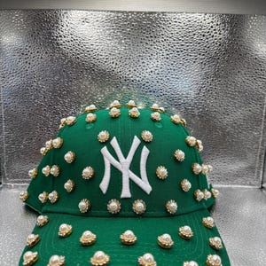 Blinged out Green NY yankees hat
