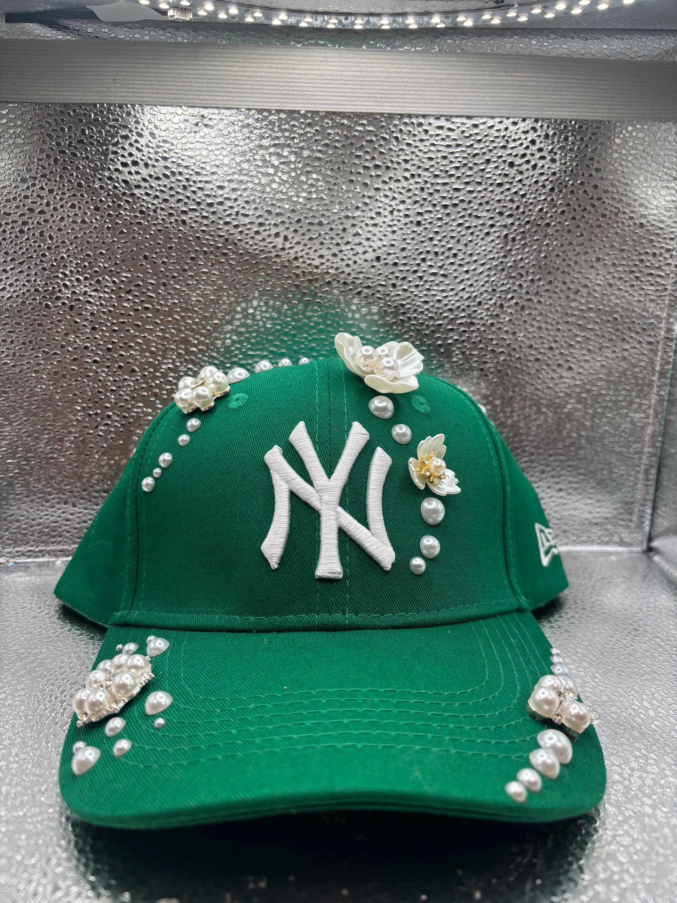 Pearl Flower Green NY Yankees Hat - Etsy display picture 1