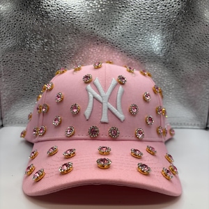 Blinged out Pink NY yankees hat