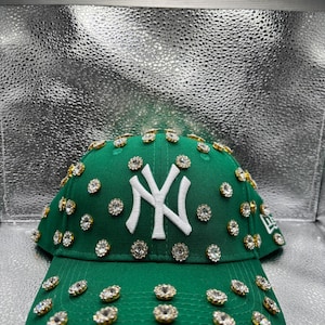 Blinged out Green NY yankees hat