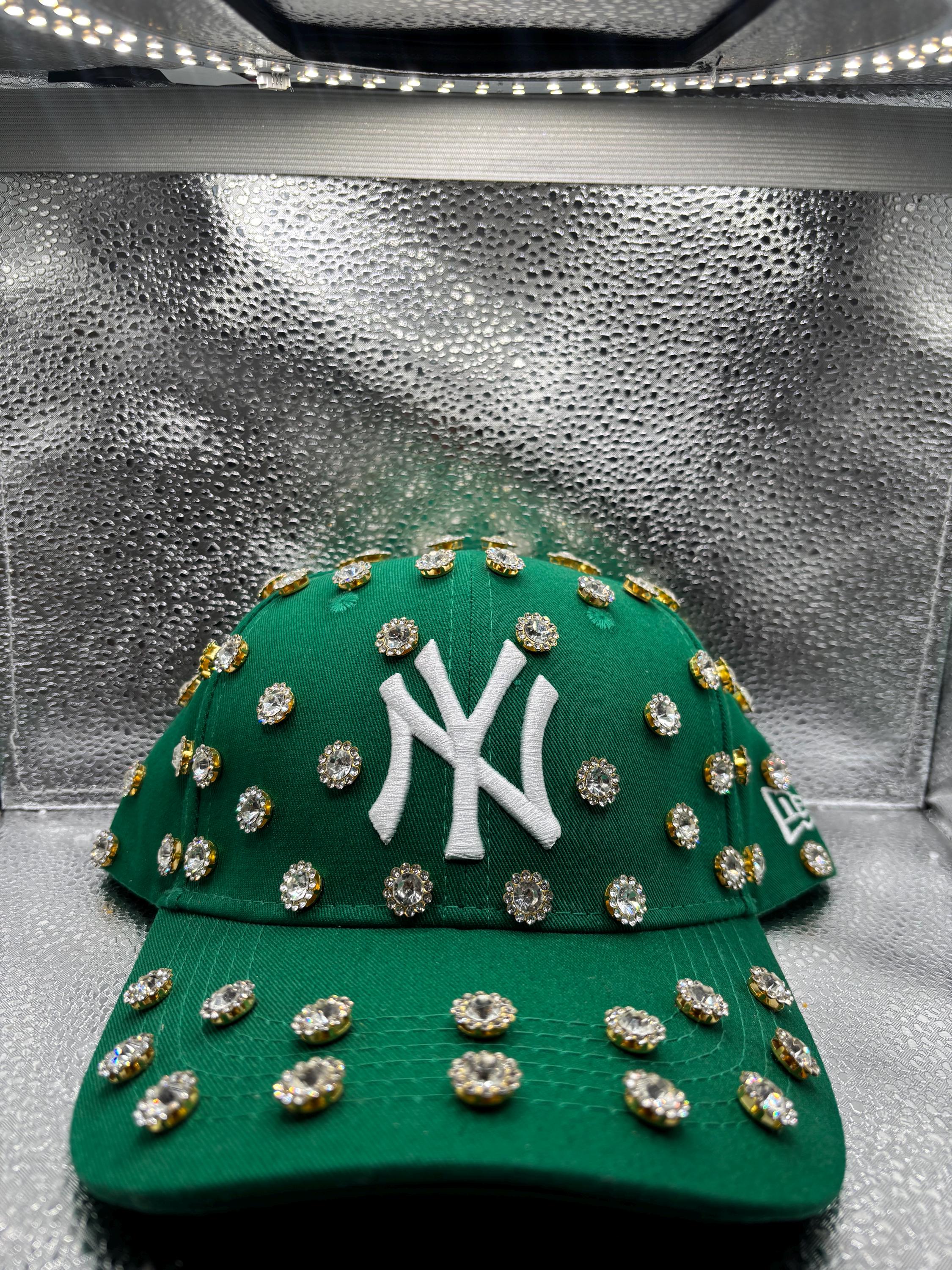 Custom made Lil Bougie Green Studded Baseball Cap ? NEW ATL TREND ALERT ? We said “outside” main image 2