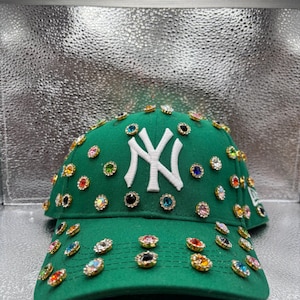 Blinged out Green NY yankees hat