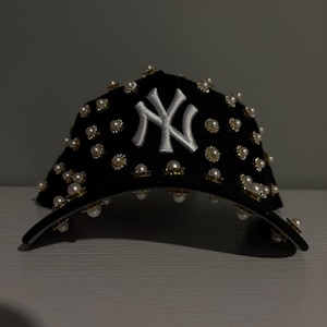 Blinged out Black  NY yankees hat
