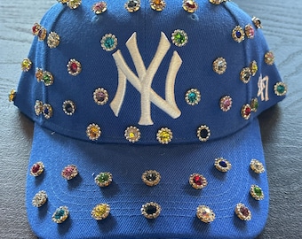 Casquette bleue NY yankees blinged out