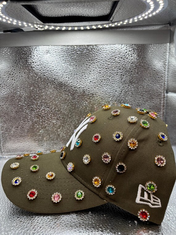 Blinged Out Olive Green NY Yankees Hat - Etsy Canada display picture 2