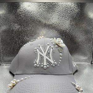 Pearl Flower Gray NY yankees hat