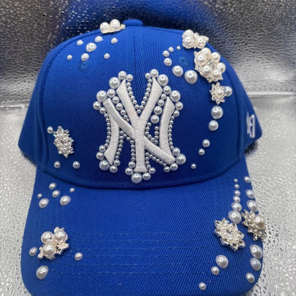 Pearl Flower Blue  NY yankees hat
