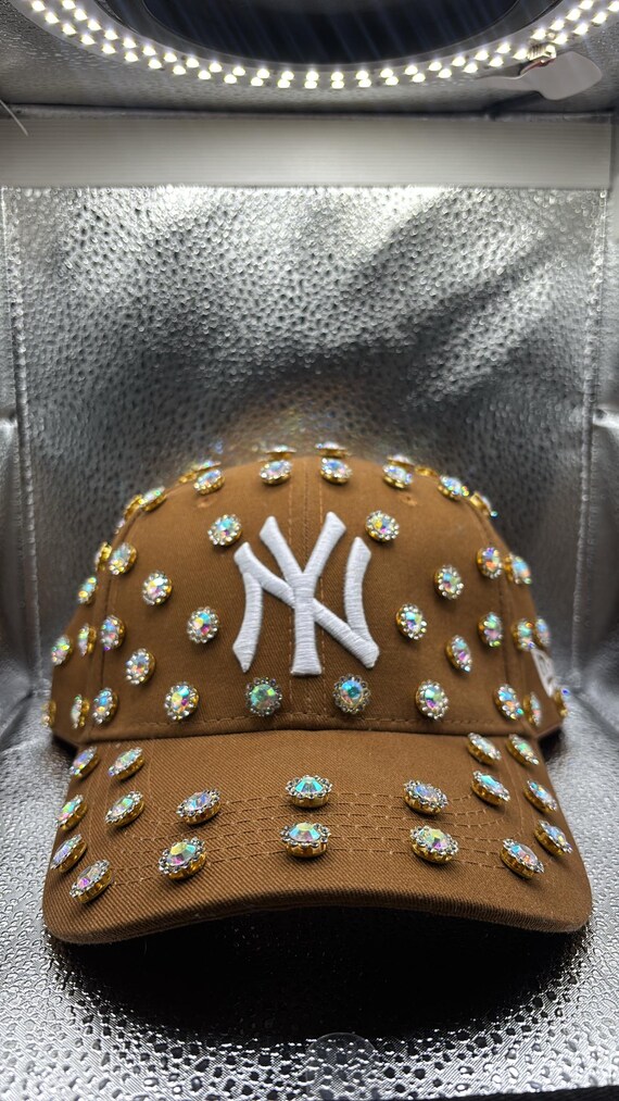 Embellished NY Logo Caps in Tan (Authentic) NE59-TNGRYANKS-Q123-1.jpg?v=  main image 4