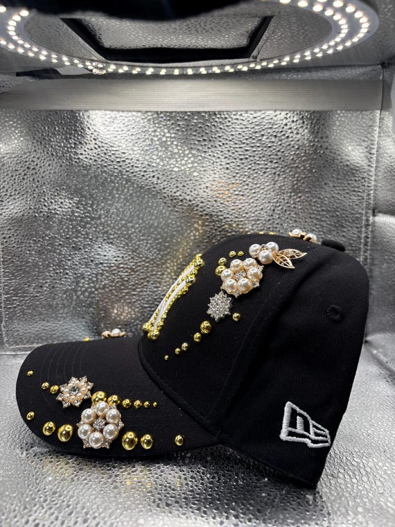 NWOT 47 New York Yankees Pearl Embellished Black Snapback Hat Pearl Jeweled Rhinestone NY Fitted Cap - Etsy main image 2