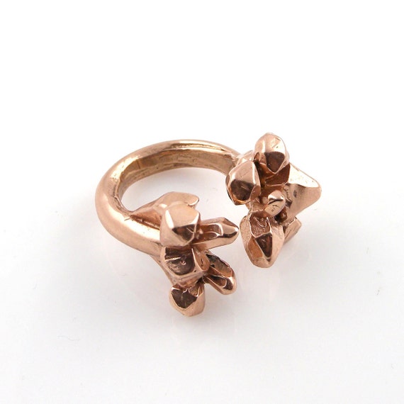 Items similar to Adjustable Split Crystal Ring in Rose Gold on Etsy