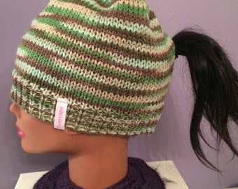 XL groen/bruin/crème Ponycap-Extra groot