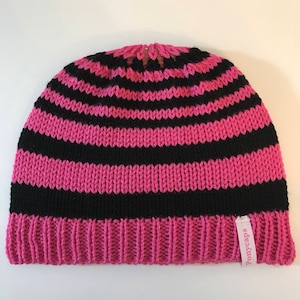 Hot Pink and Black Stripe Ponycap
