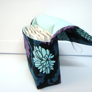 Coupon Organizer Budget Organizer Holder Attaches To You Shopping Cart Black with Aqua and Purple Mums image 3