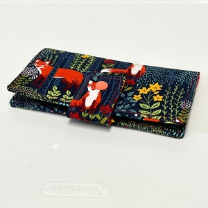 Fabric Checkbook Cover , Womans Checkbook Holder Fox Forest Nite image 6