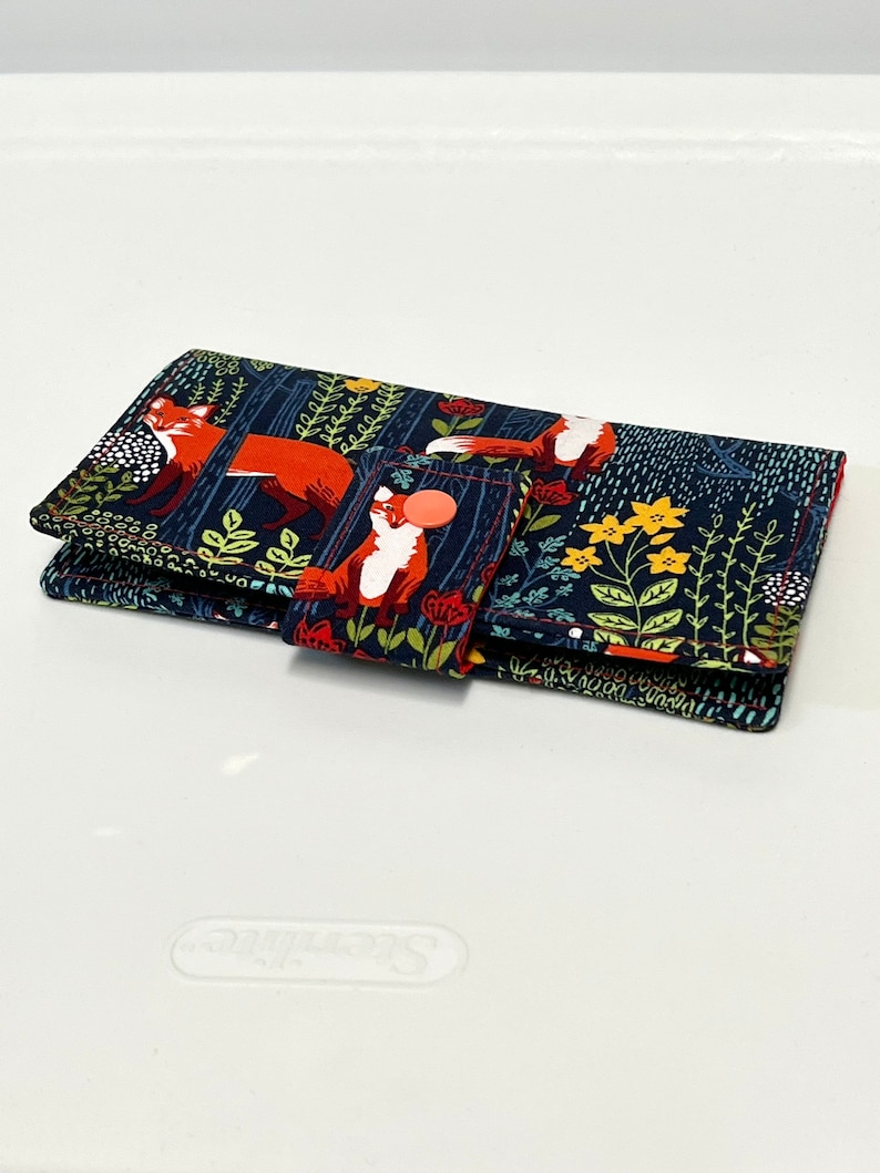 Fabric Checkbook Cover , Womans Checkbook Holder Fox Forest Nite image 6