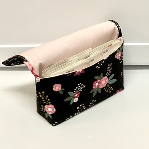 Coupon Organizer Budget Organizer Holder Receipt Holder Black with Peach Floral Pick Your Size image 3