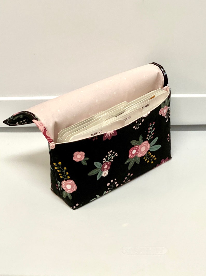 Coupon Organizer Budget Organizer Holder Receipt Holder Black with Peach Floral Pick Your Size image 3