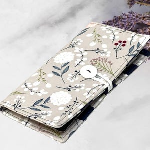 12-38 Cartera para tarjetas de crédito, organizador de tarjetas de presentación, tarjetero para tarjetas de crédito, estuche para tarjetas de fidelidad con diseño floral de bayas botánicas