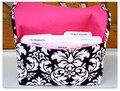 Coupon Organizer /Budget Organizer Holder  / Attaches To You Shopping Cart - Black and White Dandy Damask - Hot Pink Lining