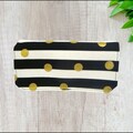 Striped Coupon Organizer: Black, White & Gold Polka Dots