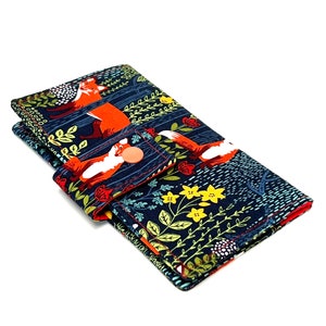 Fabric Checkbook Cover , Womans Checkbook Holder Fox Forest Nite image 4