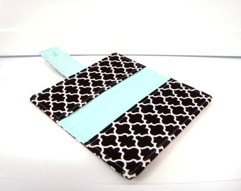 Fabric Checkbook Cover , Holder - Black and White Lattice