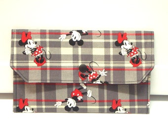 Cash Envelope Budget Clutch Use for the Dave Ramsey System or Coupon Organizer - Mickey and Minnie Mouse  Plaid