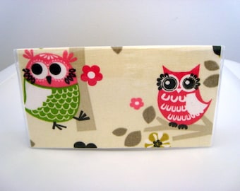 Checkbook Cover , Holder - Owls Sitin in a Tree