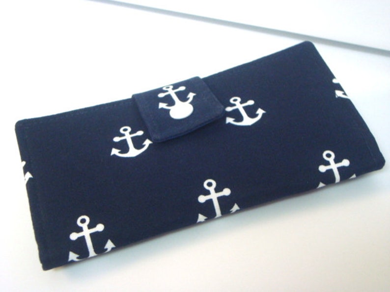 Fabric Checkbook Cover Checkbook Holder Cash Holder Navy Etsy