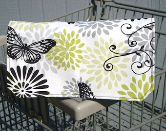 Coupon Organizer /Budget Organizer Holder - Attaches to Your Shopping Cart - Butterfly Floral- Lime Lining