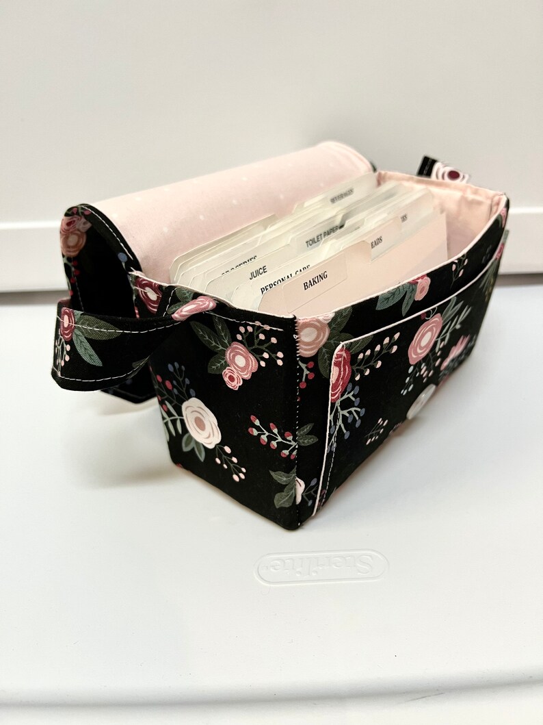 Coupon Organizer Budget Organizer Holder Receipt Holder Black with Peach Floral Pick Your Size image 9