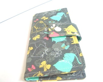 Fabric Checkbook Cover, Check Holder - Kittens and Butterflies