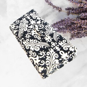 12 - 38 Card Loyalty Card Organizer, Business Card Holder  Credit Card Wallet  Black and White Damask