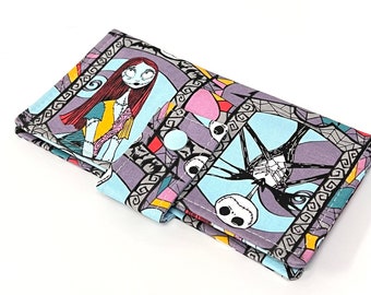 Fabric Checkbook Cover , Woman’s Checkbook Holder Nightmare Before Christmas Sally and Jack