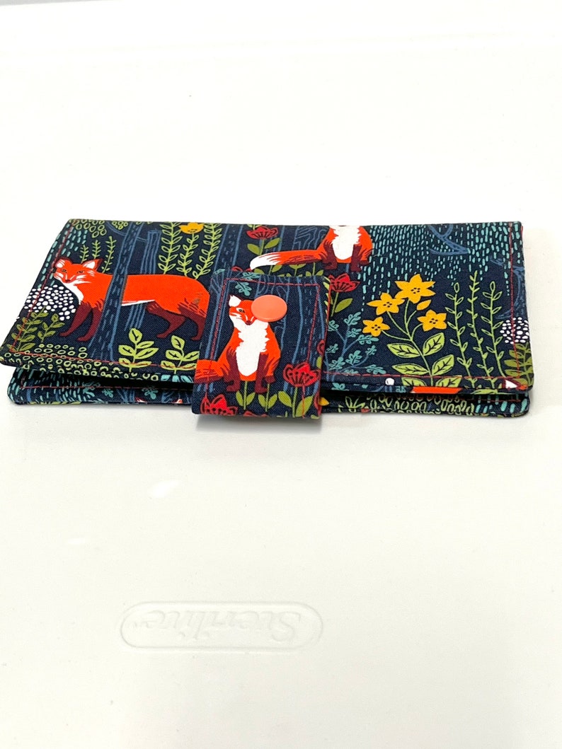 Fabric Checkbook Cover , Womans Checkbook Holder Fox Forest Nite image 5